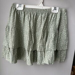Brandy Melville Floral Green Tiered Skirt